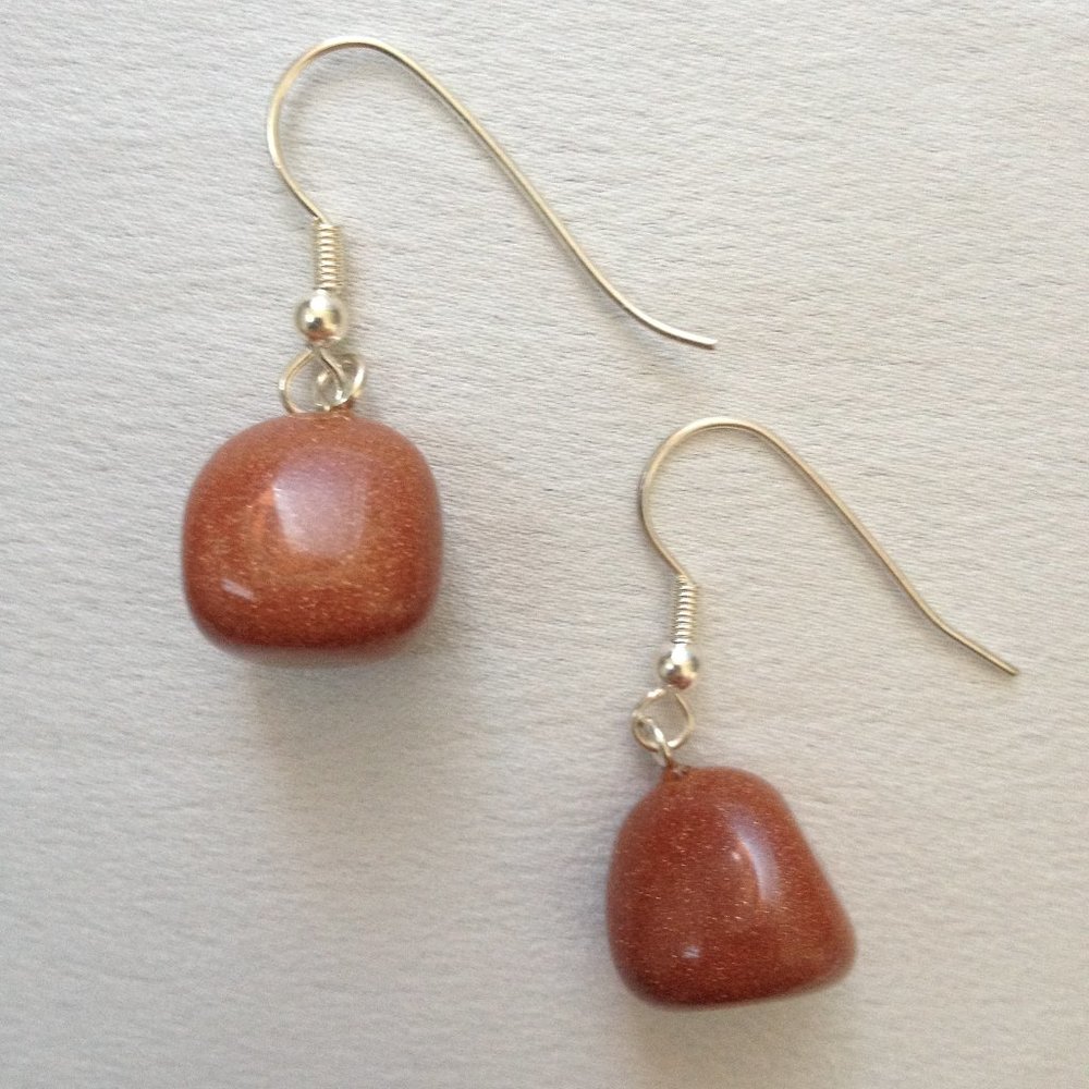 Red Goldstone Gemstone Earrings